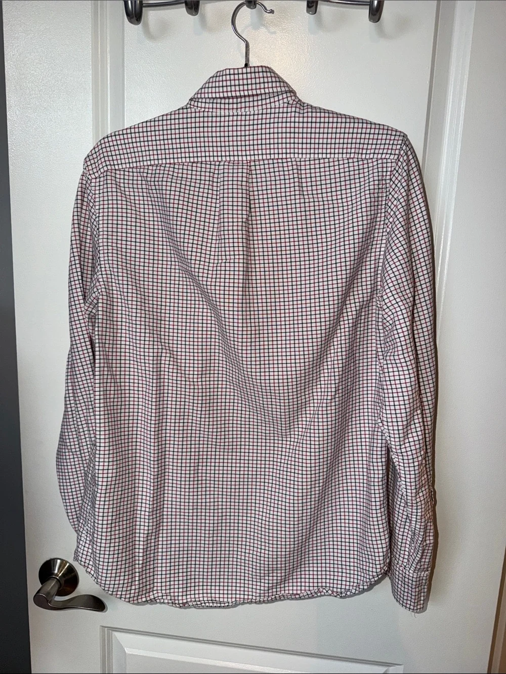 J. Crew Men's Button-Down Check Shirt — Red and Blue on White